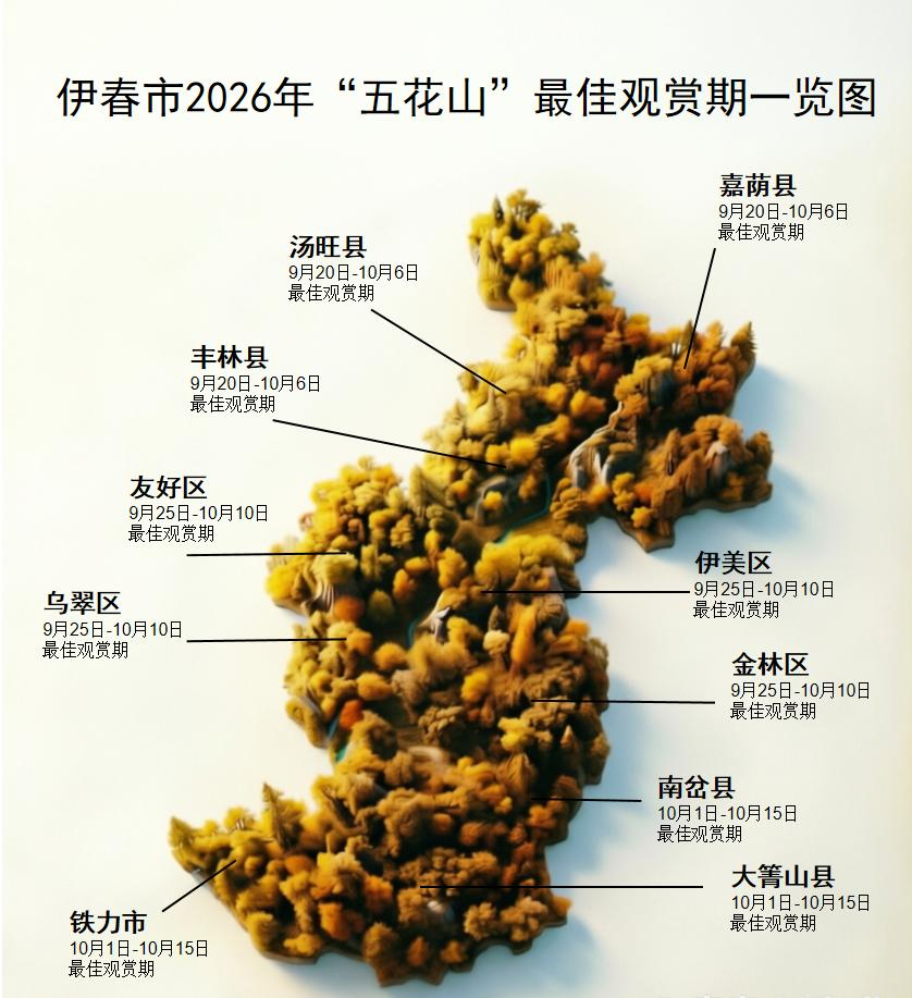 伊春“五花山”最佳观赏期预报出炉，9月20日起邂逅最美秋色