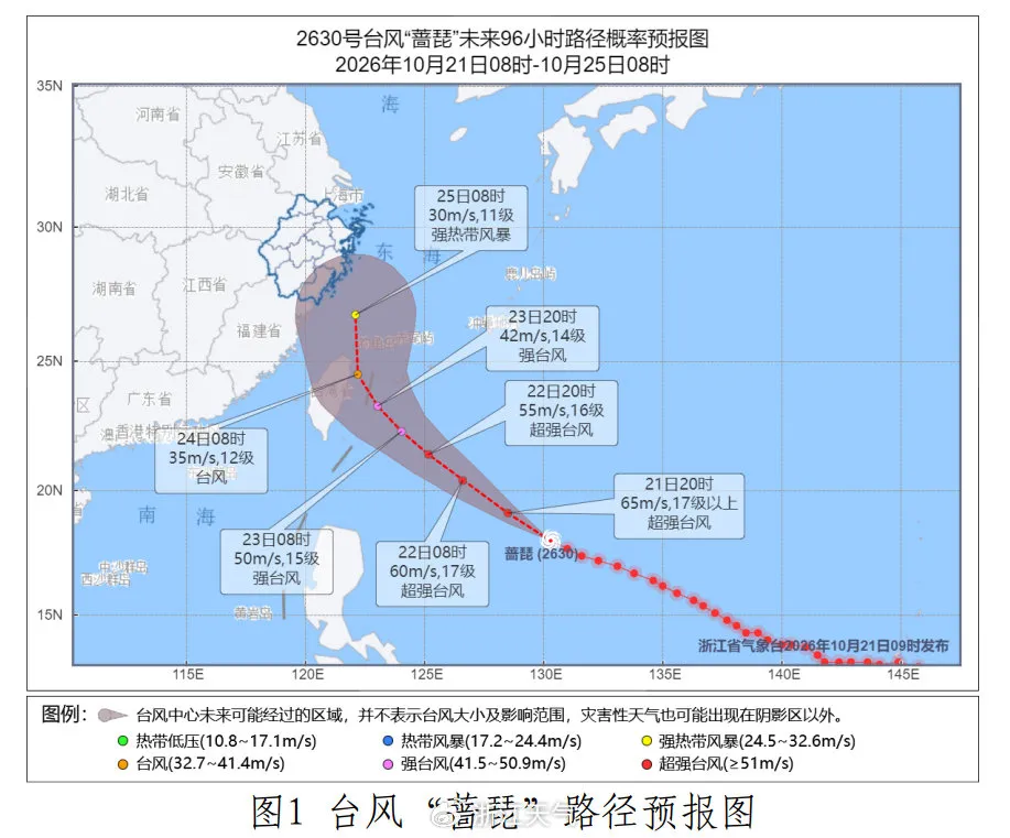 超强台风“蔷琵”将大拐弯，最新路径公布；23-25日，浙江局部大雨、暴雨、大暴雨