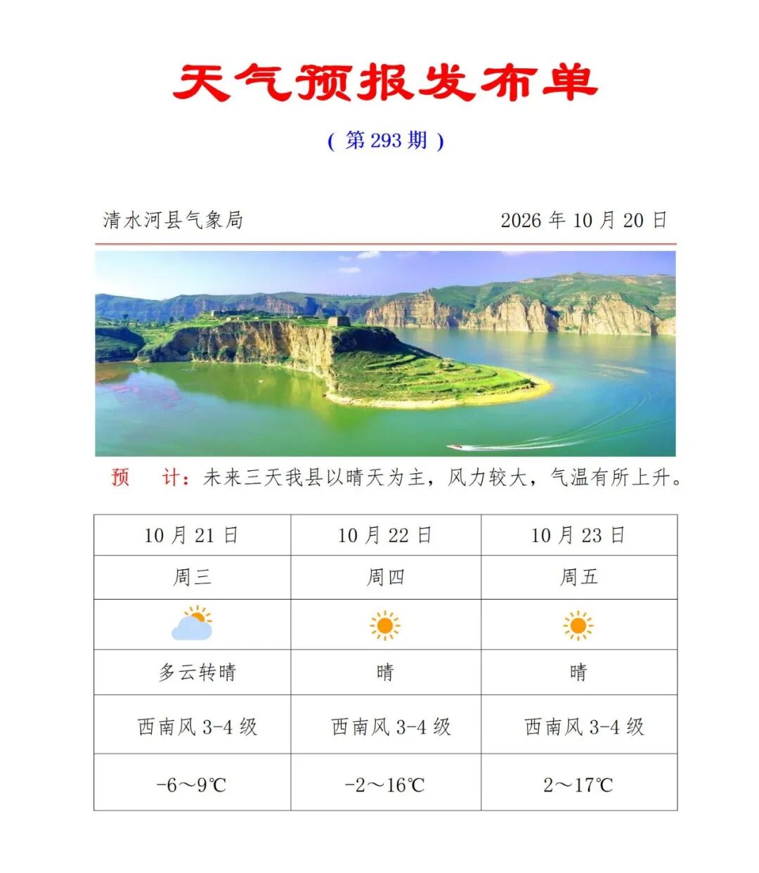天气小贴士丨清水河县未来24小时天气预报